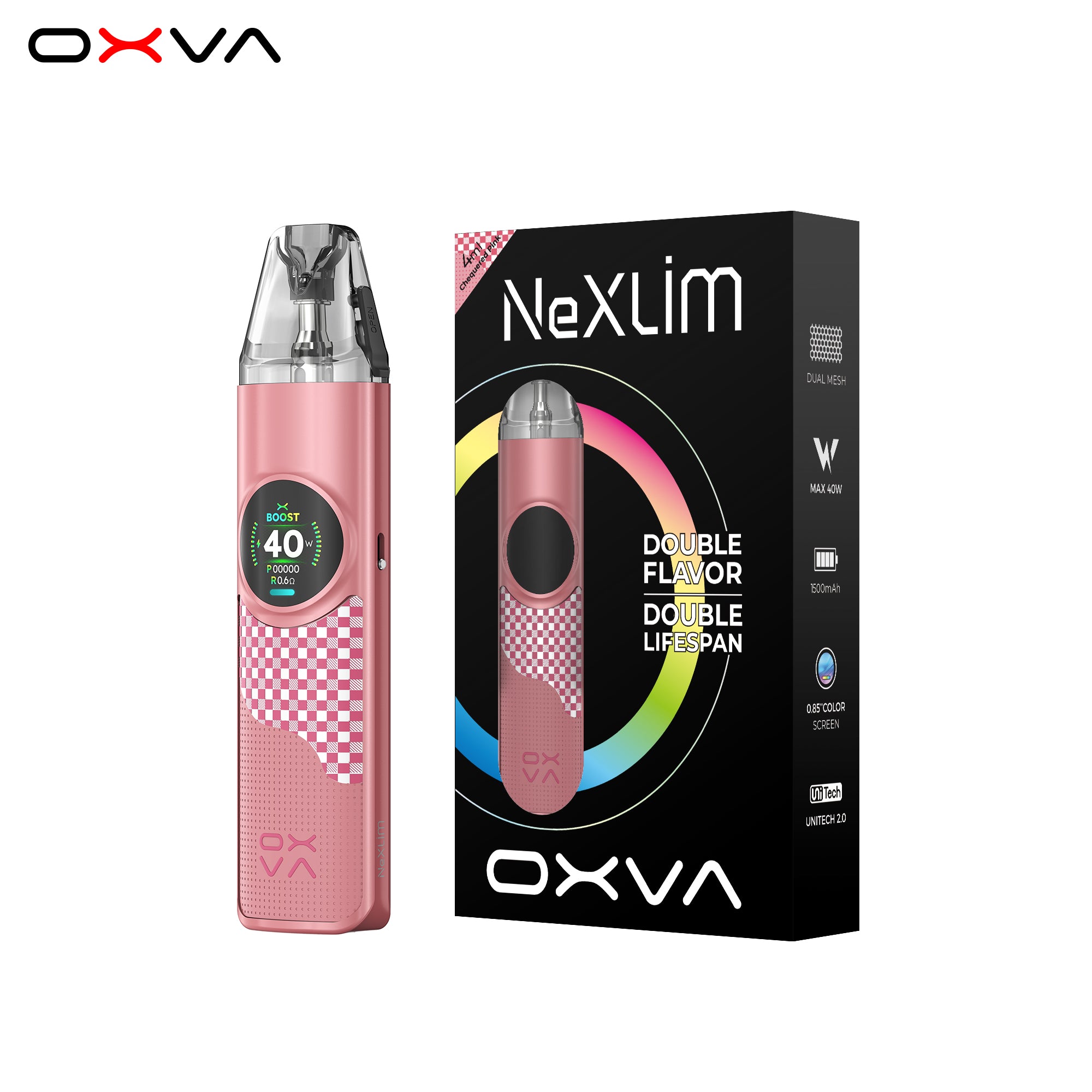 OXVA NeXLIM Kit Chequered Pink - Evolution Vapes OXVA NeXLIM Kit Chequered Pink - Evolution Vapes