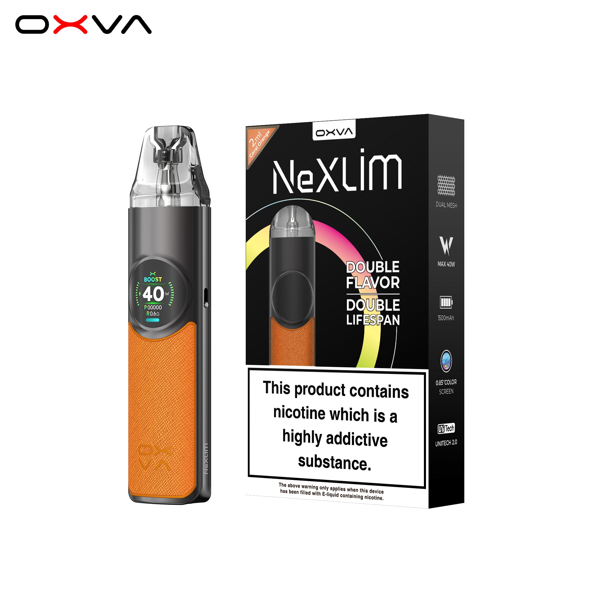 OXVA NeXLIM Kit Coral Orange - Evolution Vapes OXVA NeXLIM Kit Coral Orange - Evolution Vapes