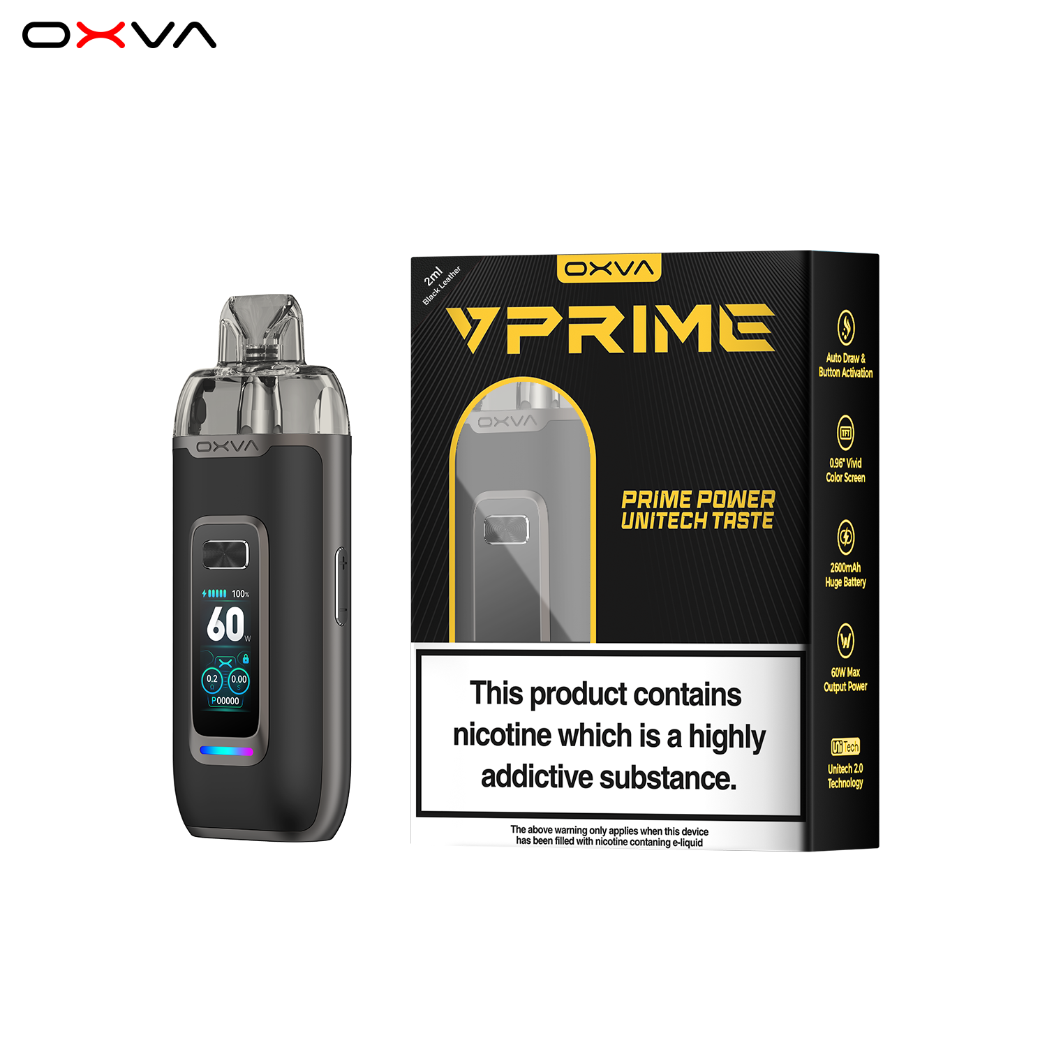 OXVA VPrime Pod Kit Black Leather Evolution Vapes OXVA VPrime Pod Kit Black Leather Evolution Vapes