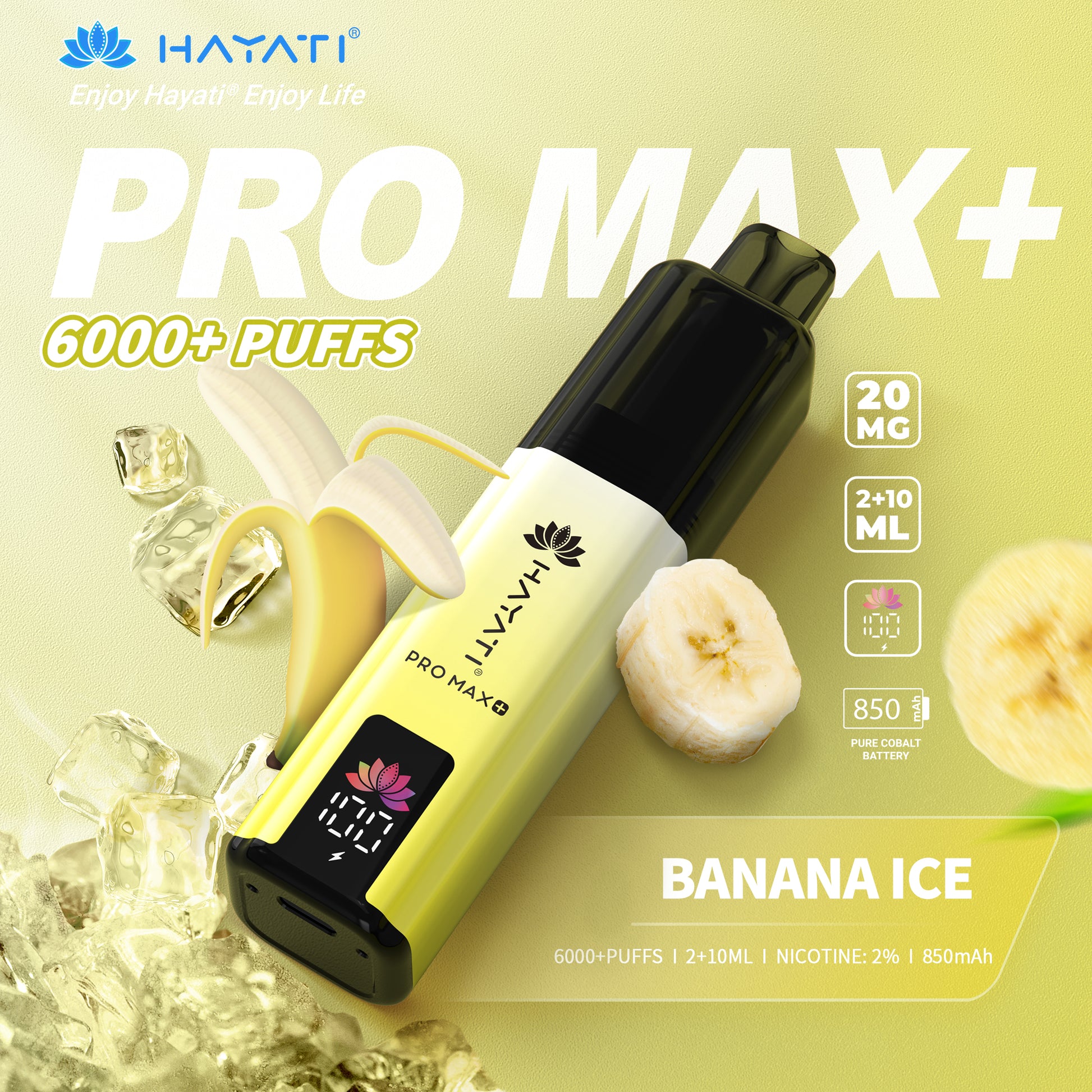 Hayati Pro Max + 6000 Banana Ice | 3 for 25 | Evolution Vapes Hayati Pro Max + 6000 Banana Ice | 3 for 25 | Evolution Vapes