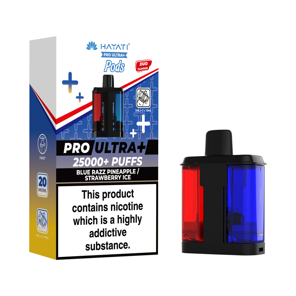 Hayati Pro Ultra + Pre - Filled Pods Blue Razz Pineapple / Strawberry Ice