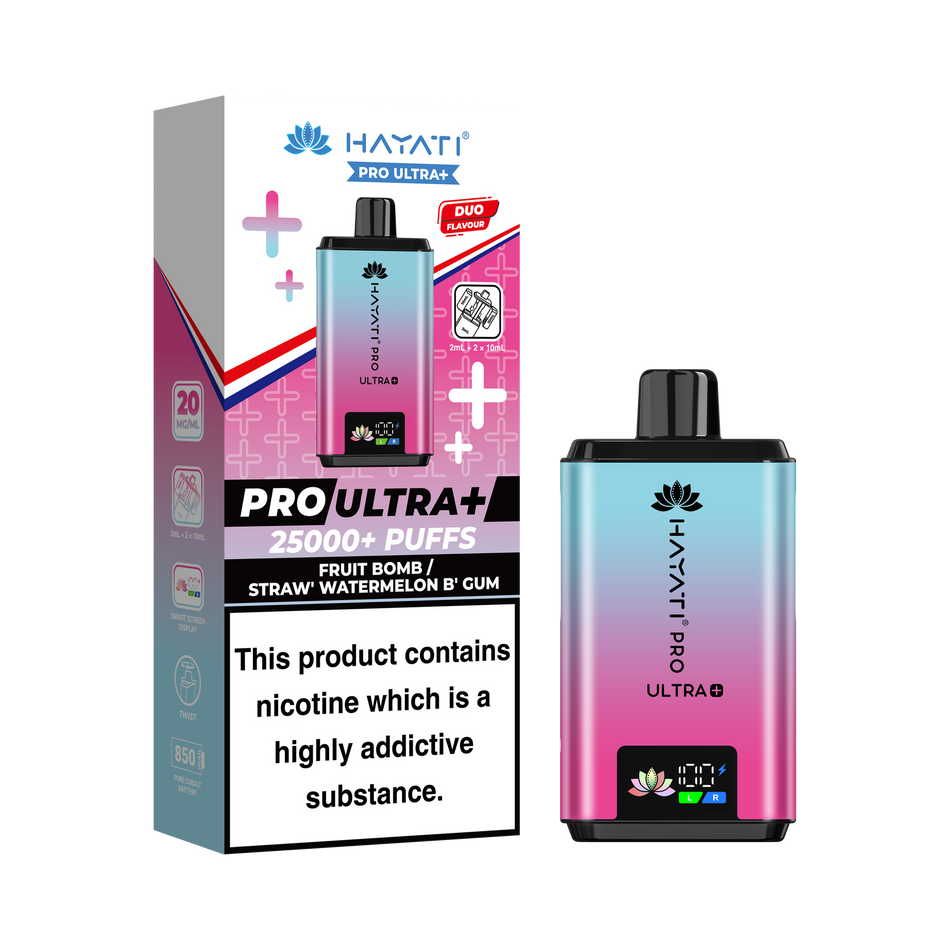 Hayati Pro Ultra Plus 25k - Fruit Bomb/Straw Watermelon B'gum