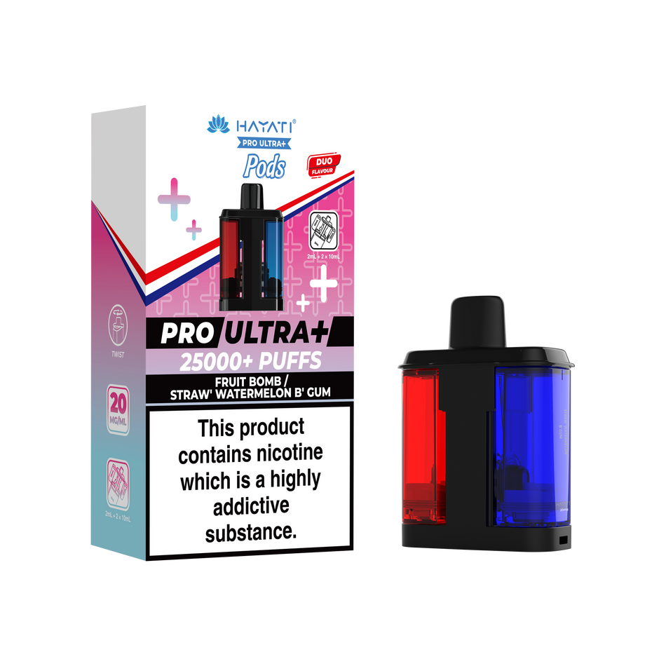 Hayati Pro Ultra + Pre - Filled Pods Fruit Bomb/Straw Watermelon Bgum