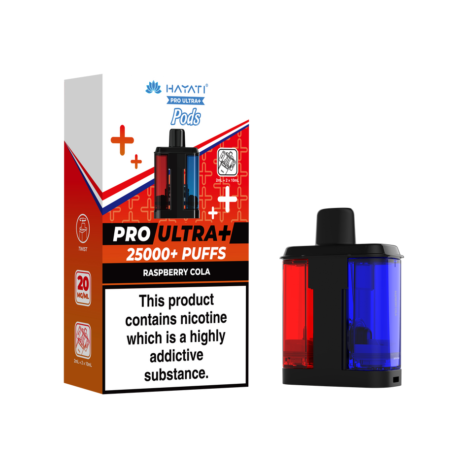 Hayati Pro Ultra + Pre - Filled Pods Raspberry Cola