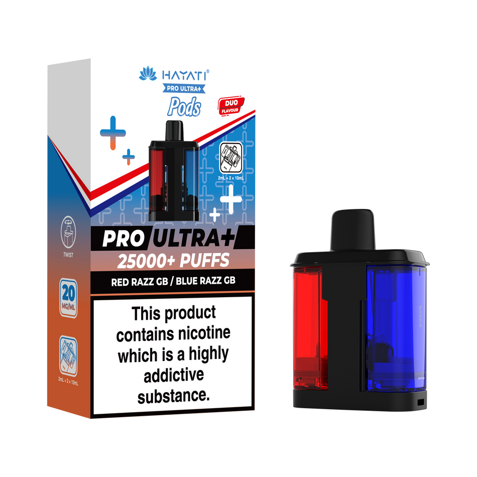 Hayati Pro Ultra + Pre - Filled Pods Red Razz GB / Blue Razz GB