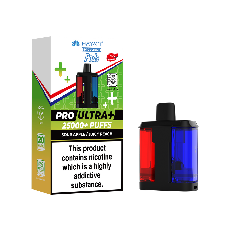Hayati Pro Ultra + Pre - Filled Pods Sour Apple/Juicy Peach