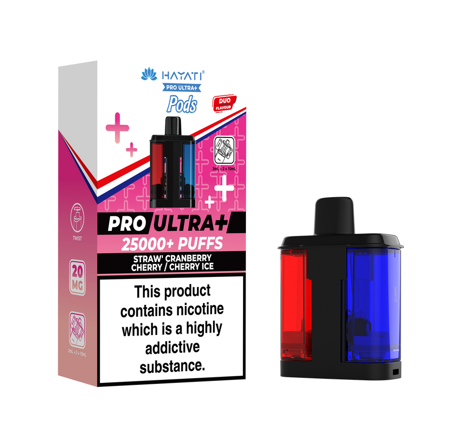 Hayati Pro Ultra + Pre - Filled Pods  Strawberry Cranberry / Cherry Ice